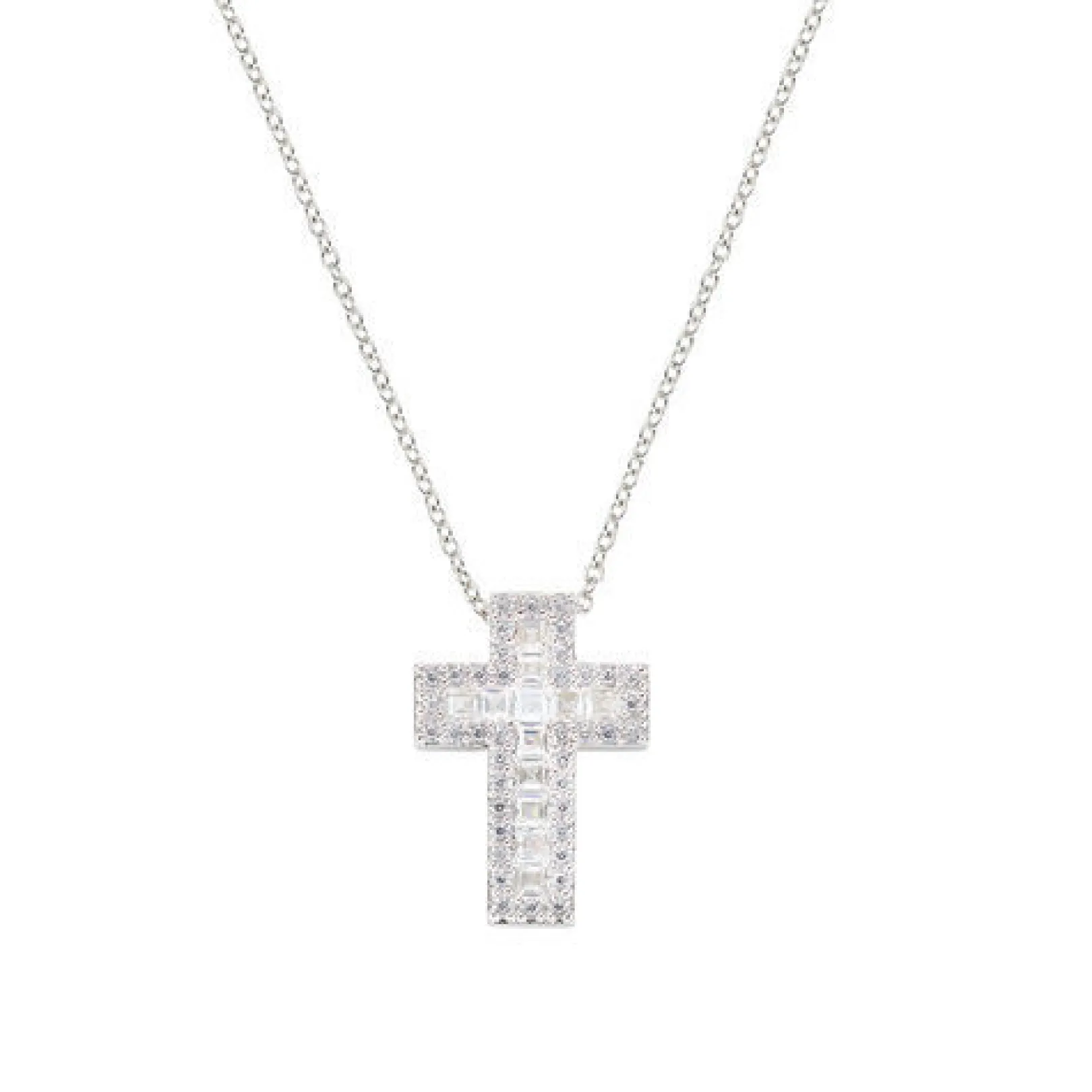collana_donna_doppia_croc_0.webp Outlet Collana Donna Doppia Croce Con Zirconi Bianchi Gioielli | CLCRREBBBZ1 Donna Gioielli Moda Donna