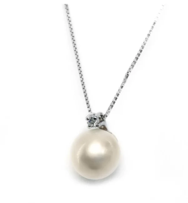 Outlet Collana Donna In Oro Bianco Diamanti E Perle Gioielli e Delucchi | CLNP11252 Donna Gioielli Donna