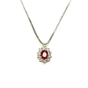 Discount Collana  Donna In Oro Bianco Diamanti E Rubino Gioielli e Delucchi | CLN011378 RB Donna Gioielli Donna