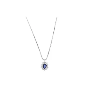 Discount Collana Donna In Oro Bianco Diamanti E Zaffiro Gioielli E Delucchi | CLN011378 ZF Donna Gioielli Donna