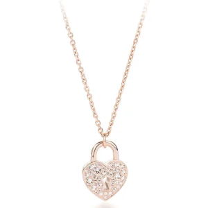 Hot Collana Donna "Lucchetto" In Acciaio Con Cristalli Swarovski Gioielli | BPV09 Donna Gioielli Moda Donna