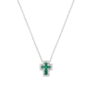 Hot Collana Donna Mini Croce Con Zirconi Bianchi E Verdi Gioielli | CLCRREBBVZ3 Donna Gioielli Moda Donna