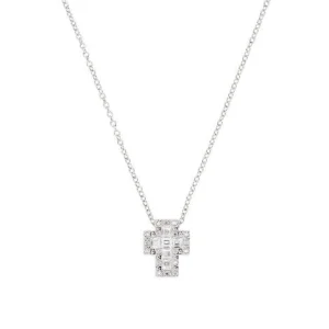 Sale Collana Donna Mini Croce Con Zirconi Bianchi Gioielli | CLCRREBBBZ3 Donna Gioielli Moda Donna