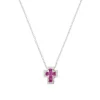 Sale Collana Donna Mini Croce Con Zirconi Bianchi E Rubino Gioielli | CLCRREBBRZ3 Donna Gioielli Moda Donna