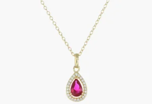 Fashion Collana Dorata Goccia di Luce Rubino |  CLPGOGBRZ Donna Gioielli Moda Donna