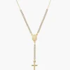 New Collana Dorata Stile Rosario con Tennis Bianco |  CLCRMIGBZ4 Donna Gioielli Moda Donna