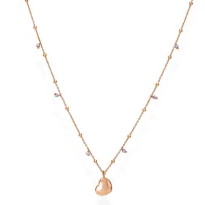 Best Collana Lunga Con Cuore Bombato | CLCURL1 Donna Gioielli Moda Donna