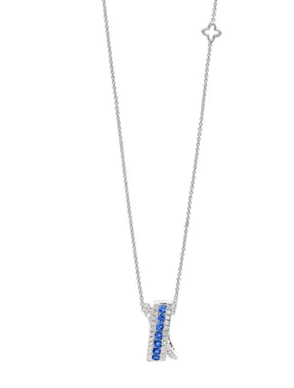 Clearance Collana Decò in Oro Biaco con Diamanti e Zaffiri |  P10FM001/ZB Donna Gioielli Donna