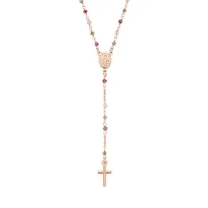 New Collana Rosario Cristalli Amaranto Rosa e Tortora Gioielli | CRO10RARTO4 Donna Gioielli Moda Donna