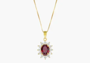 Online Collana Royal Lady Dorata con Zircone Rubino | CLLDGGBR Donna Gioielli Moda Donna