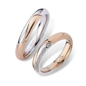 Fashion Fedi Nuziali In Oro Bianco Oro Rosa E Diamanti | 3271UBR - 3271DBR Fedi Nuziali