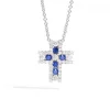 Outlet Girocollo Croce In Oro Diamanti E Zaffiri Gioielli Decò | P10CR845/ZB-45 Donna Gioielli Donna