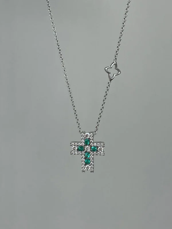 Hot Girocollo Croce In Oro Diamanti E Smeraldi Gioielli Decò | P10CR845/SM-45 Donna Gioielli Donna