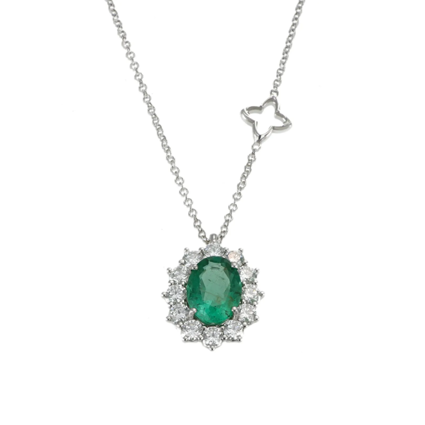 girocollo_donna_smeraldo__0-3.webp Discount Girocollo Donna Smeraldo E Diamanti Gioielli | P79CC001/SM025-45 Donna Gioielli Donna