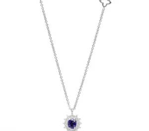 Discount Girocollo In Oro Bianco Diamanti E Zaffiro Gioielli Camelia | P79CC001/ZB045-45 Donna Gioielli Donna