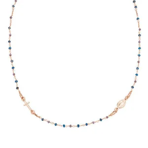 Best Girocollo Rosario Donna Cristalli Blu E Tortora Gioielli | CRO10RBLT03 Donna Gioielli Moda Donna