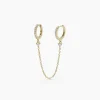 Discount Mono Orecchino Con Cerchi In Zircone E Catena | 563514 Donna Gioielli Moda Donna