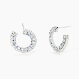Hot Orecchini A Cerchio Con Acquamarina Gioielli |  563774 Donna Gioielli Moda Donna