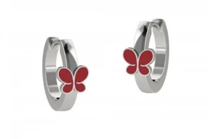 Outlet Orecchini A Cerchio Con Farfalla Rossa Nanan | NAN0155 Gioielli Moda Bimbi