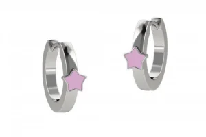 Sale Orecchini A Cerchio Con Stella Rosa Nanan | NAN0150 Gioielli Moda Bimbi