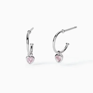 Hot Orecchini Bambina A Cerchio Pendente Cuore Rosa Gioielli | 563769 Gioielli Moda Bimbi
