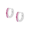 Hot Orecchini Cerchio Zirconi Fucsia Gioielli | ET1BR Donna Gioielli Moda Donna
