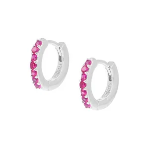 Hot Orecchini Cerchio Zirconi Fucsia Gioielli | ET1BR Donna Gioielli Moda Donna