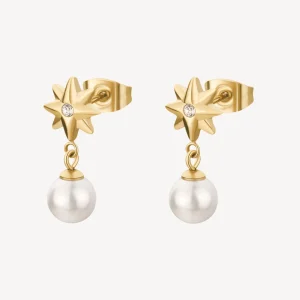Online Orecchini Chakra Con Perla Pendente Gioielli | BHKE175 Donna Gioielli Moda Donna