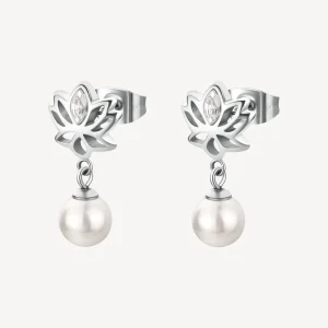 Online Orecchini Chakra Fiore Di Loto Con Perla Gioielli | BHKE178 Donna Gioielli Moda Donna