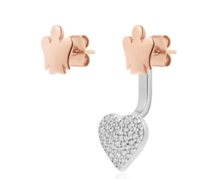 Online Orecchini Con Cuore Pavè E Angelo Roberto Giannotti | GIA441 Donna Gioielli Moda Donna