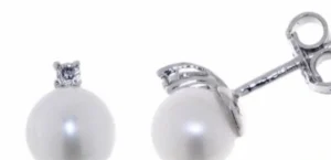 Clearance Orecchini Donna In Oro Bianco Diamanti E Perle Gioielli e Delucchi | BB B09036 Donna Gioielli Donna