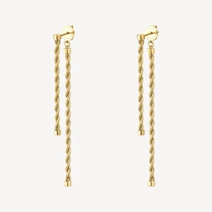 New Orecchini Dorati Pendenti Lunghi Catena Torchon Essential | BNL088 Donna Gioielli Moda Donna