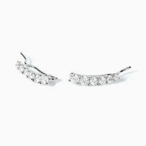 Fashion Orecchini Lunetta Con Zirconi Bianchi Gioielli | 563103 Donna Gioielli Moda Donna