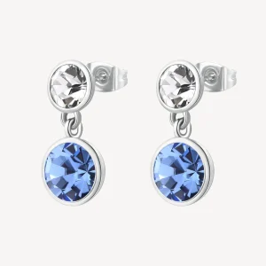 Best Orecchini Pendenti Cristalli Sapphire Symphonia Gioielli | BYM174 Donna Gioielli Moda Donna