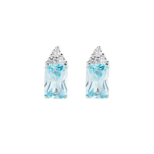 Outlet Orecchini Princess Con Zirconi Acqua Marina E Bianchi | EBABBACZ Donna Gioielli Moda Donna