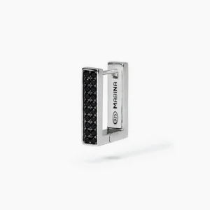 Best Orecchino Rettangolare Con Zirconi Neri Uomo Gioiello | 563639 Uomo Gioielli Moda Uomo