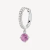 Online Orecchino Singolo Donna A Cerchietto Con Pendente Vibrant Pink Gioielli Fancy | FVP83 Donna Gioielli Moda Donna