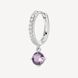 New Orecchino Singolo Donna A Cerchietto Con Pendente Amethyst Gioielli Fancy | FMP87 Donna Gioielli Moda Donna