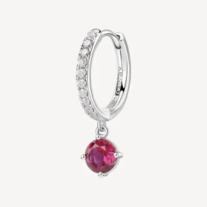 Fashion Orecchino Singolo Donna A Cerchietto Con Pendente Ruby Gioielli Fancy | FPR86 Donna Gioielli Moda Donna