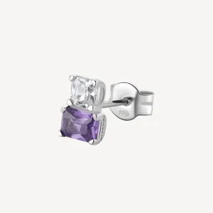 Online Orecchino Zircone E Baguette Amethyst Gioielli Fancy | FMP10 Donna Gioielli Moda Donna