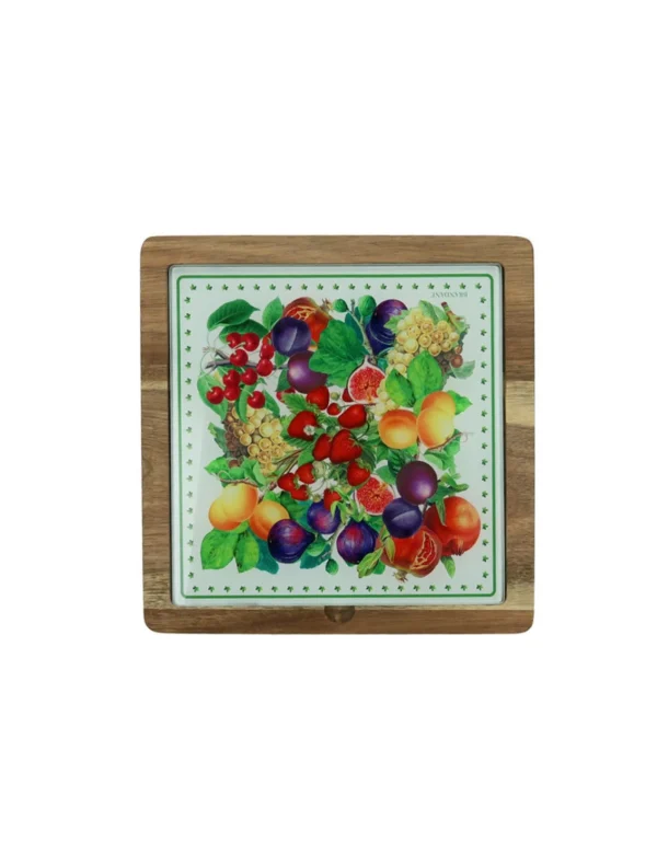 New Formaggi Le Primizie Acacia/Vetro Decorato Con Cofanetto E 3 Coltelli Inox/Tpr Brandani | 52441 Tavola