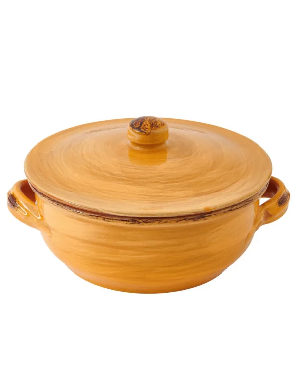 Outlet Tegame Giallo Con Coperchio Terracotta Da Fuoco Brandani | 52264 Cucina&techno